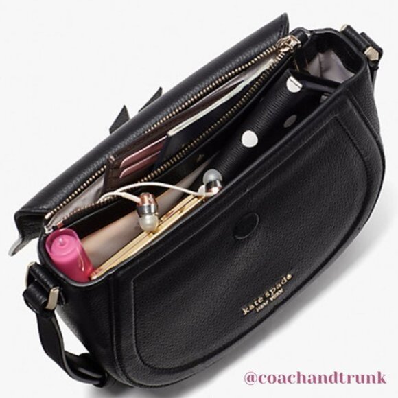 KATE SPADE Leather Embossed Ditsy Pink Rose Black Knott Adjustable Strap NWT - Picture 6 of 15